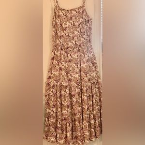 Mimi Chica Size Large Tiered Midi Dress Pink Floral